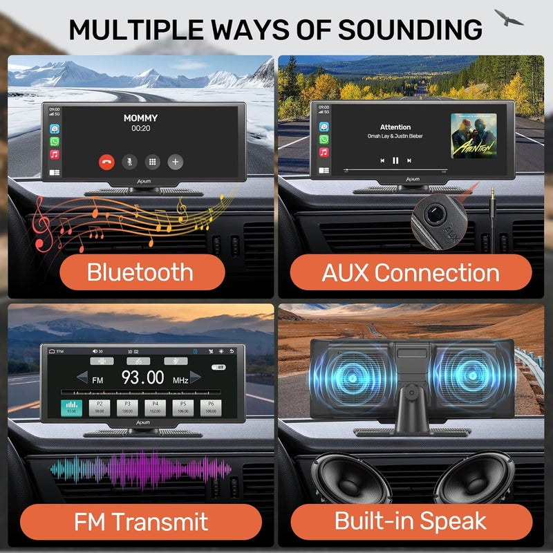 ALXUM شاشة آبل كار بلاي اللاسلكية للسيارة، 10.26" شاشة تعمل باللمس عالية الدقة، ستيريو سيارة محمول مع أندرويد أوتو، كاميرا خلفية، ربط مرآة، نظام ملاحة GPS، تحكم صوتي، AUX - متوافق مع جميع المركبات - Image 3